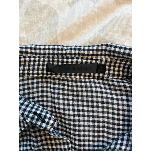 Jenni kayne black and white checked plaid cotton button up women’s medium - Picture 4 of 8